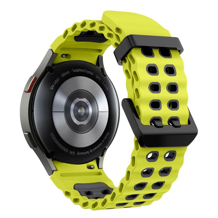 For Samsung Galaxy Watch 7 40 / 44mm Ocean Dual-Row Hole Two Color Silicone Watch Band