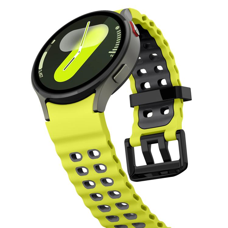For Samsung Galaxy Watch 7 40 / 44mm Ocean Dual-Row Hole Two Color Silicone Watch Band