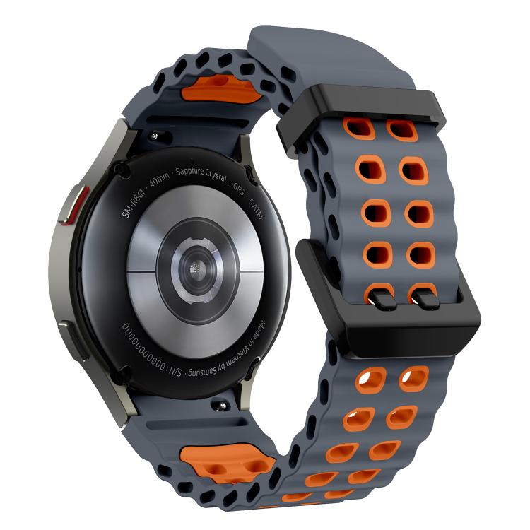 For Samsung Galaxy Watch 7 40 / 44mm Ocean Dual-Row Hole Two Color Silicone Watch Band