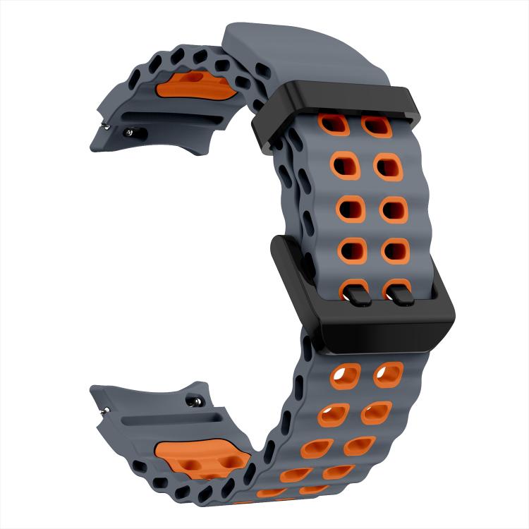 For Samsung Galaxy Watch 7 40 / 44mm Ocean Dual-Row Hole Two Color Silicone Watch Band