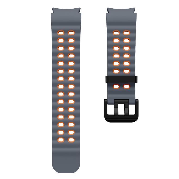 For Samsung Galaxy Watch 7 40 / 44mm Ocean Dual-Row Hole Two Color Silicone Watch Band