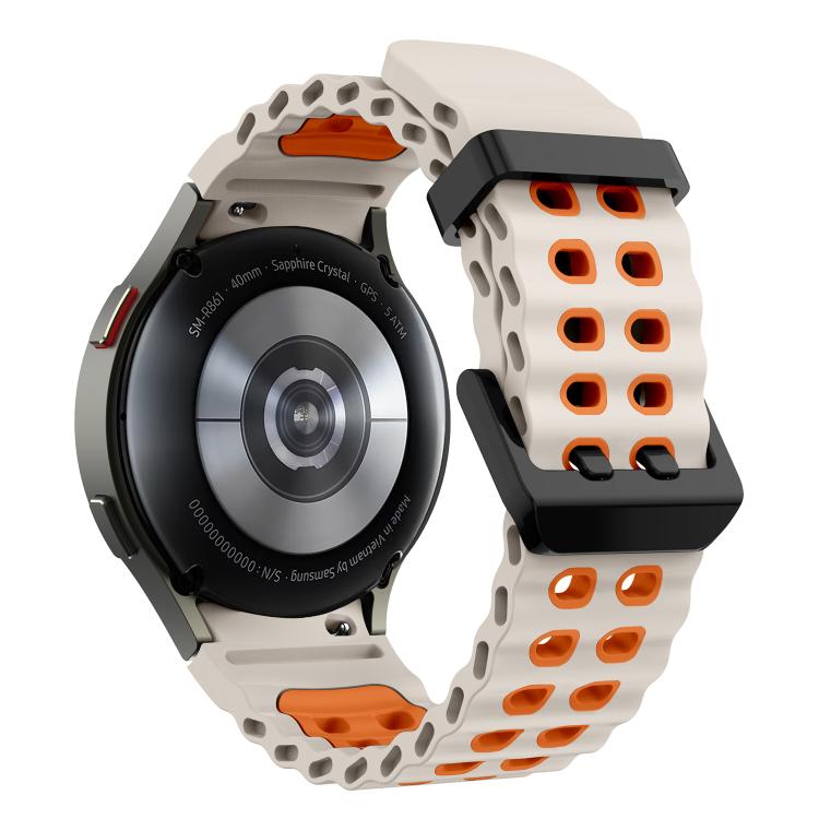 For Samsung Galaxy Watch 7 40 / 44mm Ocean Dual-Row Hole Two Color Silicone Watch Band