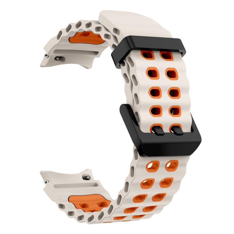 For Samsung Galaxy Watch 7 40 / 44mm Ocean Dual-Row Hole Two Color Silicone Watch Band