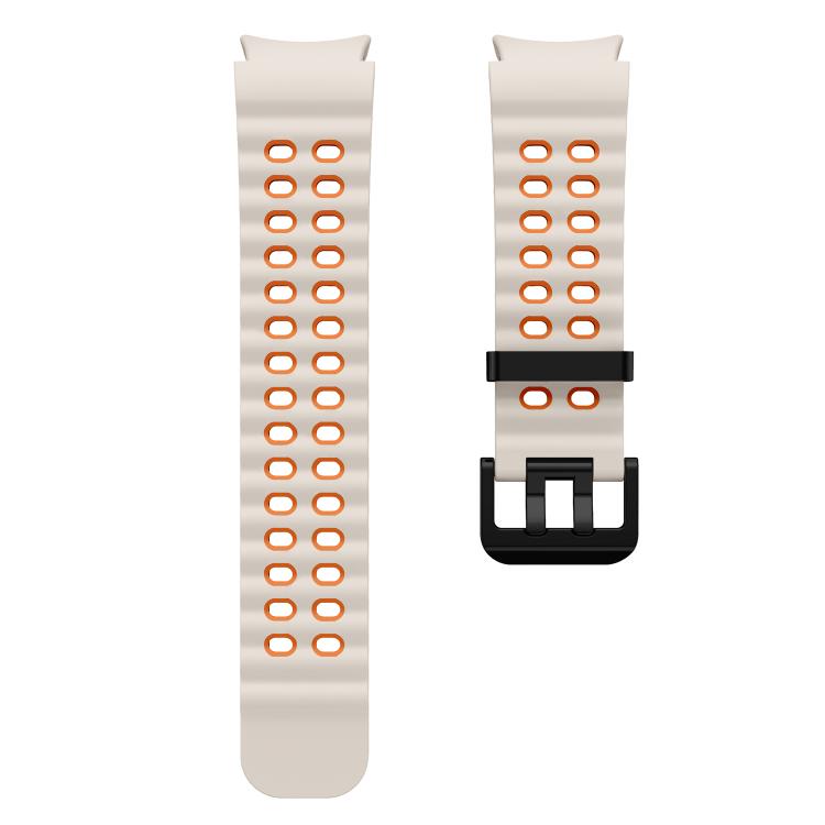 For Samsung Galaxy Watch 7 40 / 44mm Ocean Dual-Row Hole Two Color Silicone Watch Band