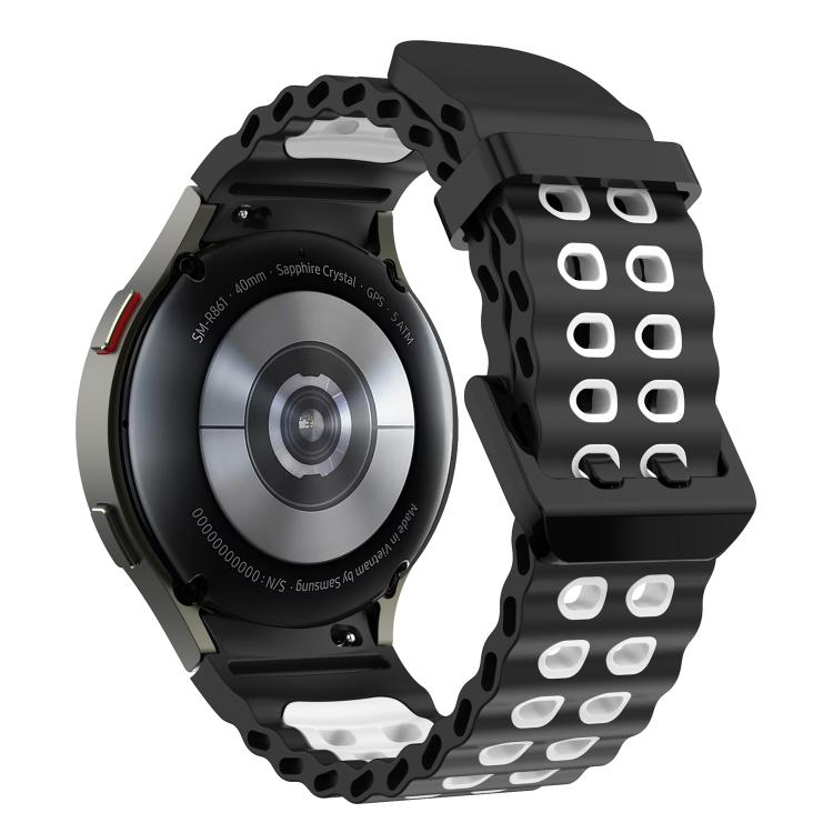 For Samsung Galaxy Watch 7 40 / 44mm Ocean Dual-Row Hole Two Color Silicone Watch Band