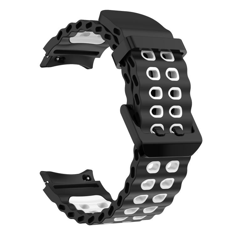 For Samsung Galaxy Watch 7 40 / 44mm Ocean Dual-Row Hole Two Color Silicone Watch Band
