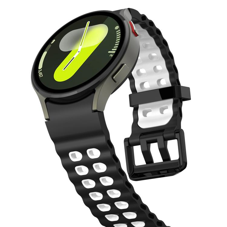 For Samsung Galaxy Watch 7 40 / 44mm Ocean Dual-Row Hole Two Color Silicone Watch Band