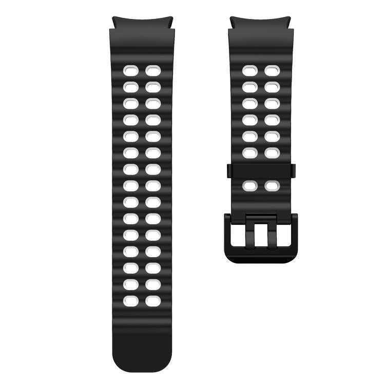 For Samsung Galaxy Watch 7 40 / 44mm Ocean Dual-Row Hole Two Color Silicone Watch Band