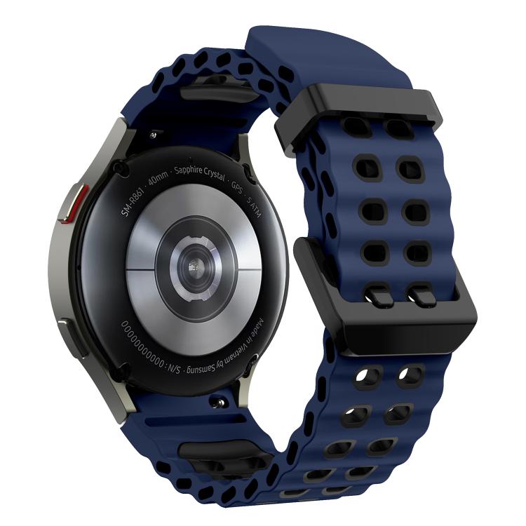 For Samsung Galaxy Watch 7 40 / 44mm Ocean Dual-Row Hole Two Color Silicone Watch Band