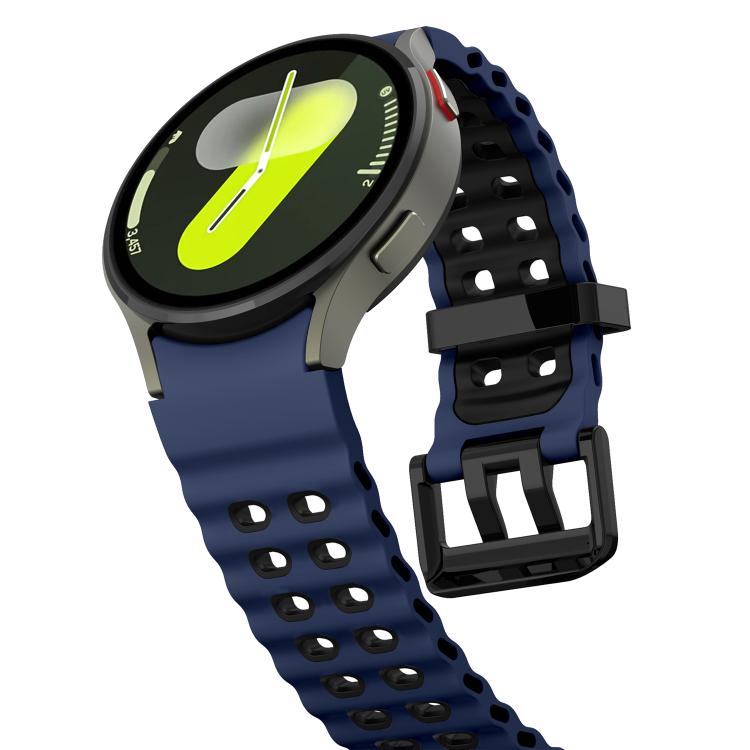 For Samsung Galaxy Watch 7 40 / 44mm Ocean Dual-Row Hole Two Color Silicone Watch Band