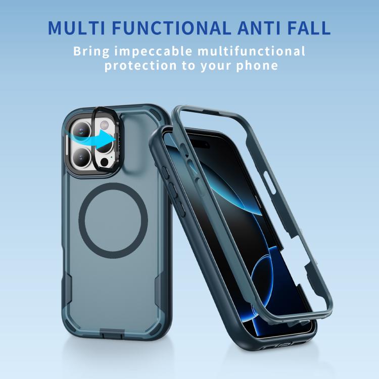 For iPhone 16 Pro Max Defend 3 in 1 Rugged MagSafe Magnetic Holder Phone Case