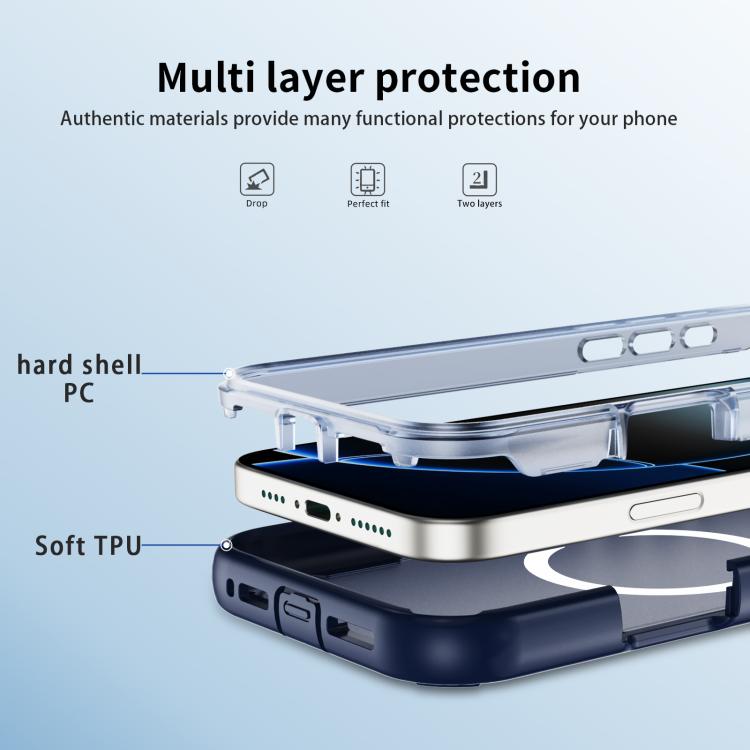 For iPhone 16 Pro Max Defend 3 in 1 Rugged MagSafe Magnetic Holder Phone Case