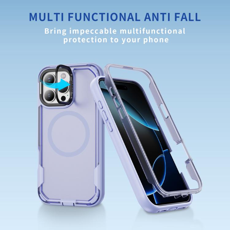 For iPhone 16 Pro Max Defend 3 in 1 Rugged MagSafe Magnetic Holder Phone Case