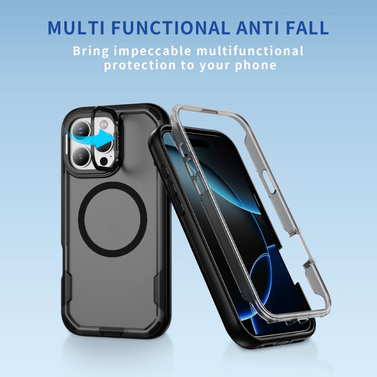 For iPhone 16 Pro Defend 3 in 1 Rugged MagSafe Magnetic Holder Phone Case