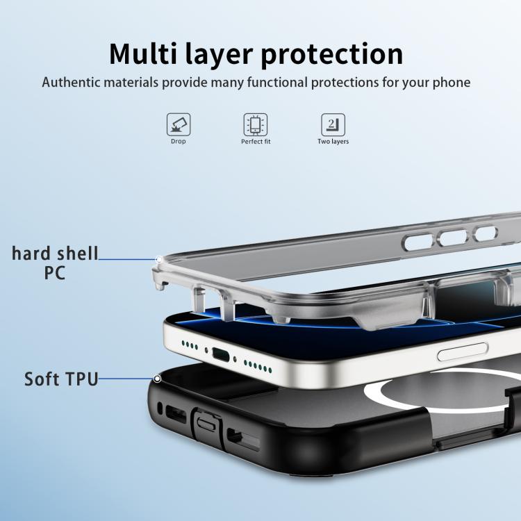 For iPhone 16 Pro Defend 3 in 1 Rugged MagSafe Magnetic Holder Phone Case
