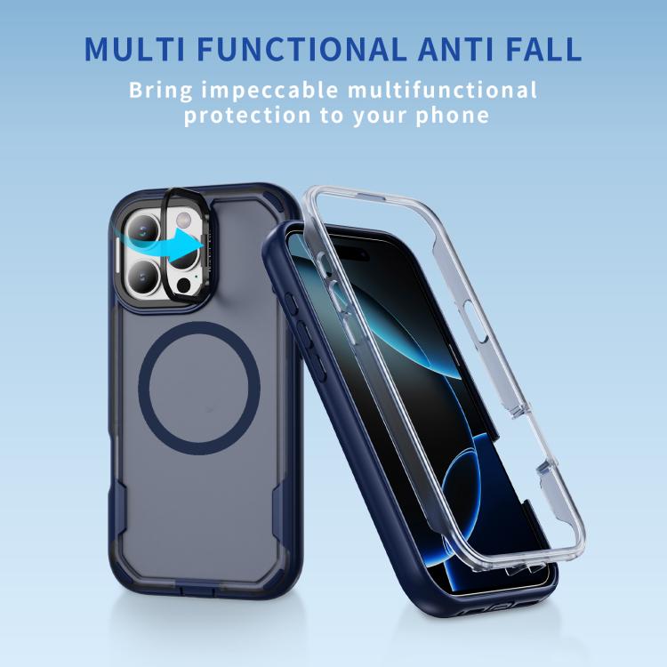 For iPhone 16 Pro Defend 3 in 1 Rugged MagSafe Magnetic Holder Phone Case