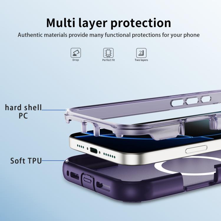 For iPhone 16 Pro Defend 3 in 1 Rugged MagSafe Magnetic Holder Phone Case