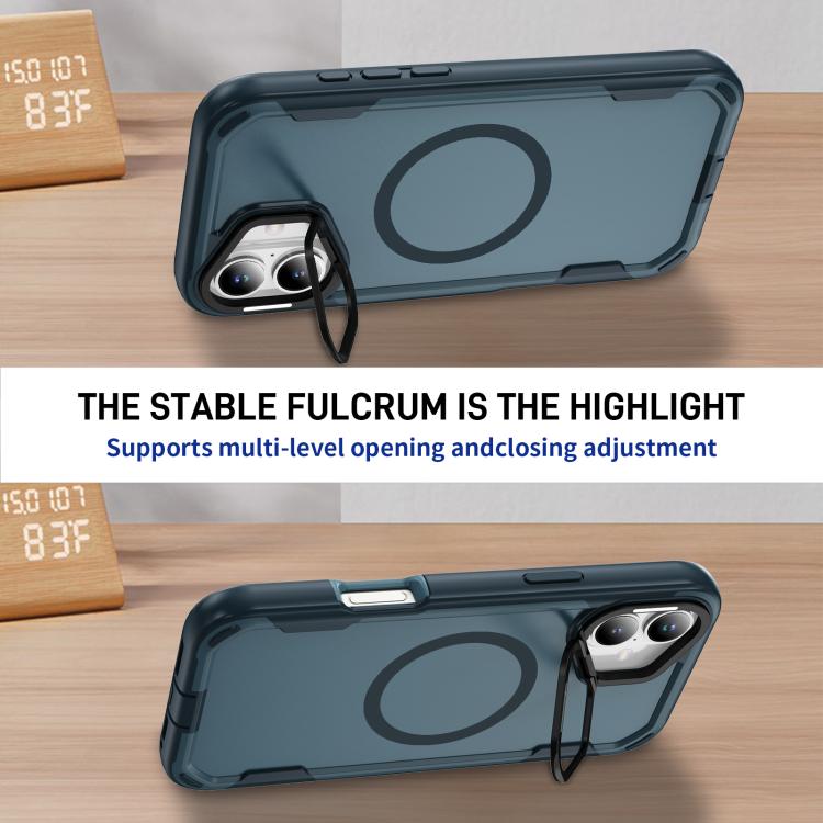 For iPhone 16 Plus Defend 3 in 1 Rugged MagSafe Magnetic Holder Phone Case