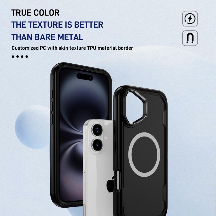 For iPhone 16 Plus Defend 3 in 1 Rugged MagSafe Magnetic Holder Phone Case