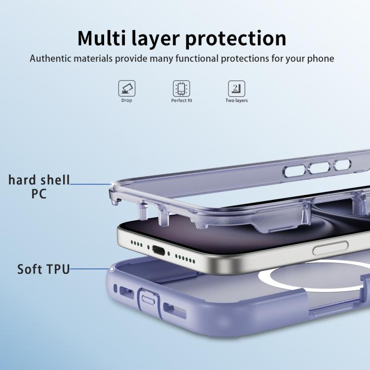 For iPhone 16 Plus Defend 3 in 1 Rugged MagSafe Magnetic Holder Phone Case