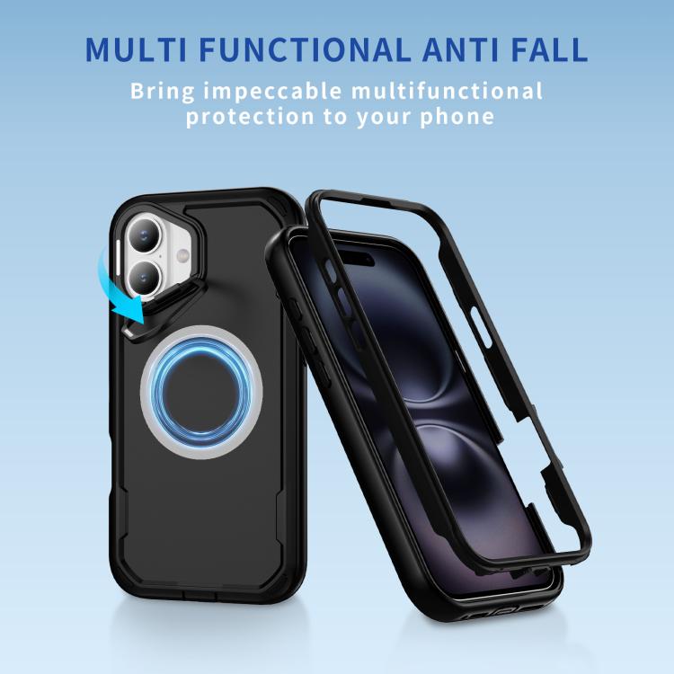 For iPhone 16 Defend 3 in 1 Rugged MagSafe Magnetic Holder Phone Case