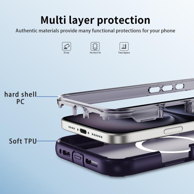 For iPhone 16 Defend 3 in 1 Rugged MagSafe Magnetic Holder Phone Case