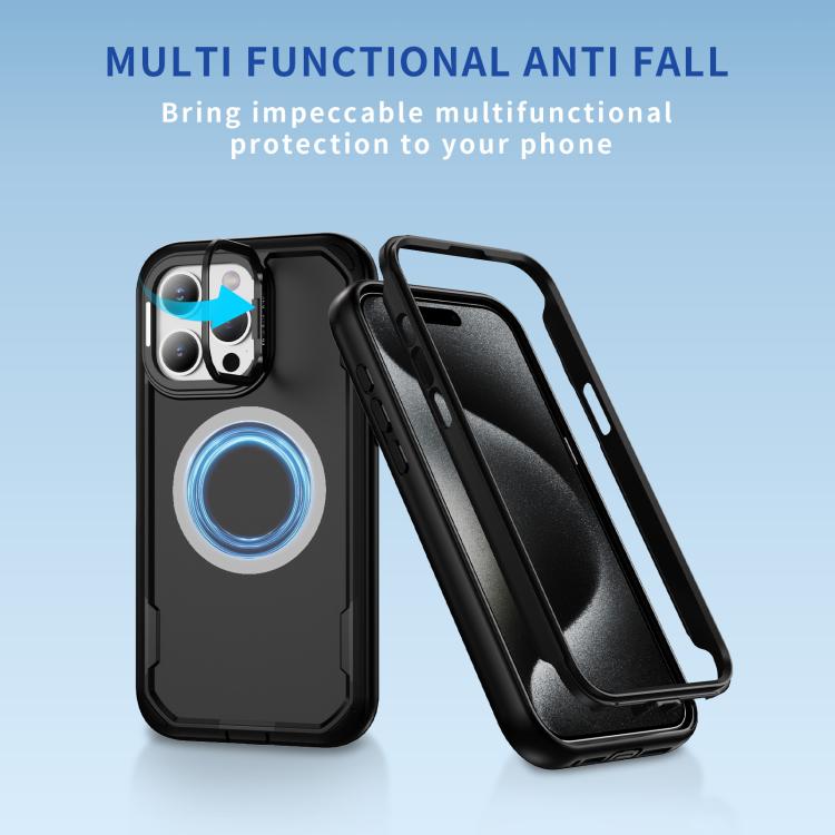 For iPhone 15 Pro Max Defend 3 in 1 Rugged MagSafe Magnetic Holder Phone Case