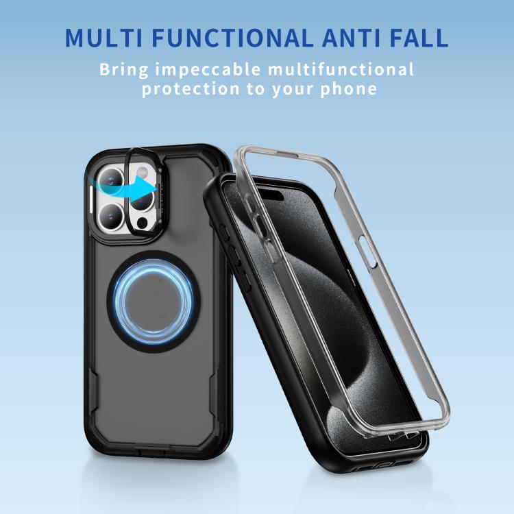 For iPhone 15 Pro Max Defend 3 in 1 Rugged MagSafe Magnetic Holder Phone Case