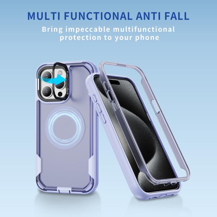 For iPhone 15 Pro Max Defend 3 in 1 Rugged MagSafe Magnetic Holder Phone Case