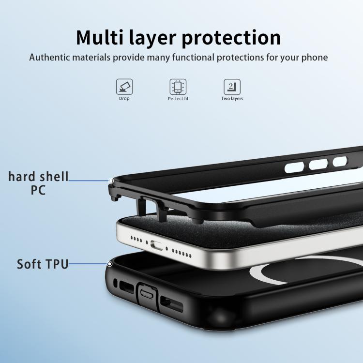 For iPhone 15 Pro Defend 3 in 1 Rugged MagSafe Magnetic Holder Phone Case