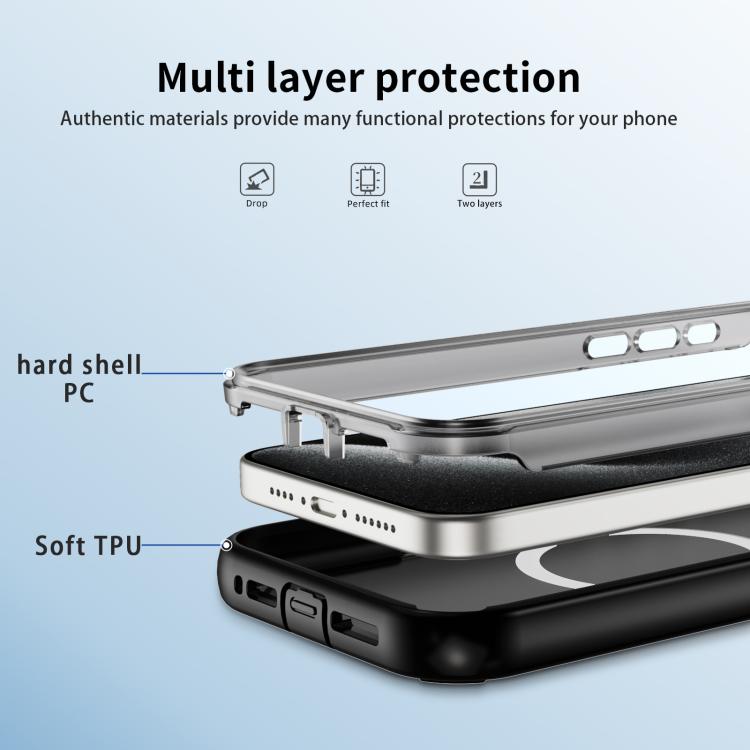 For iPhone 15 Pro Defend 3 in 1 Rugged MagSafe Magnetic Holder Phone Case
