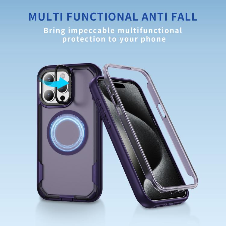 For iPhone 15 Pro Defend 3 in 1 Rugged MagSafe Magnetic Holder Phone Case