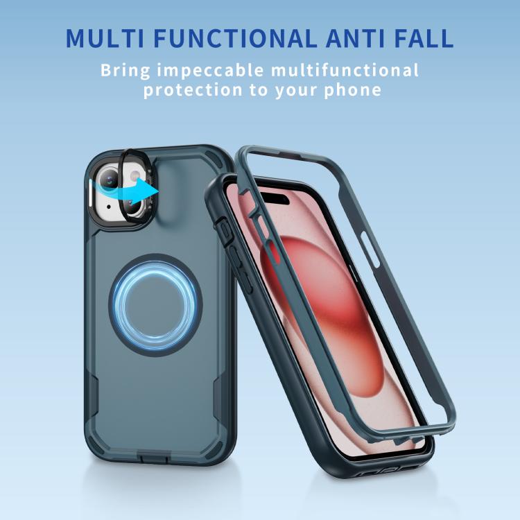 For iPhone 15 Plus Defend 3 in 1 Rugged MagSafe Magnetic Holder Phone Case