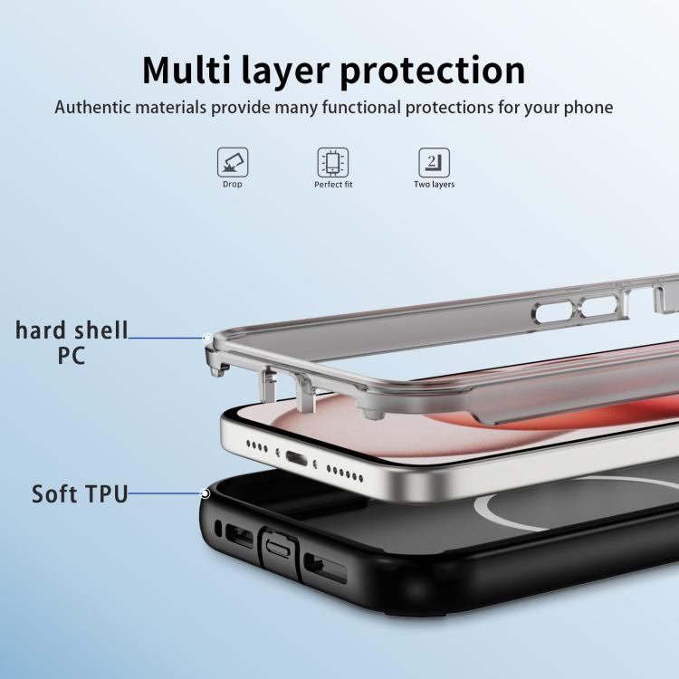 For iPhone 15 Plus Defend 3 in 1 Rugged MagSafe Magnetic Holder Phone Case