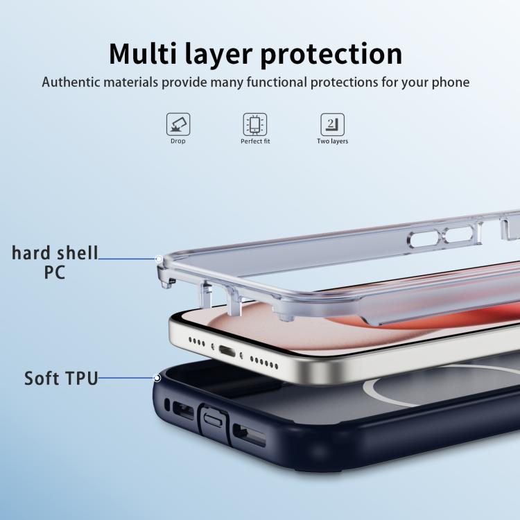For iPhone 15 Plus Defend 3 in 1 Rugged MagSafe Magnetic Holder Phone Case