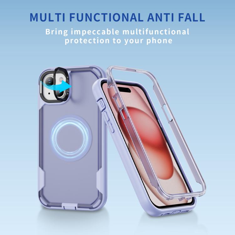 For iPhone 15 Plus Defend 3 in 1 Rugged MagSafe Magnetic Holder Phone Case