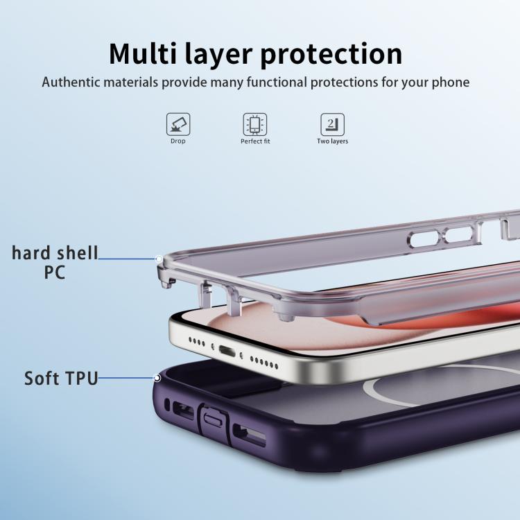 For iPhone 15 Plus Defend 3 in 1 Rugged MagSafe Magnetic Holder Phone Case