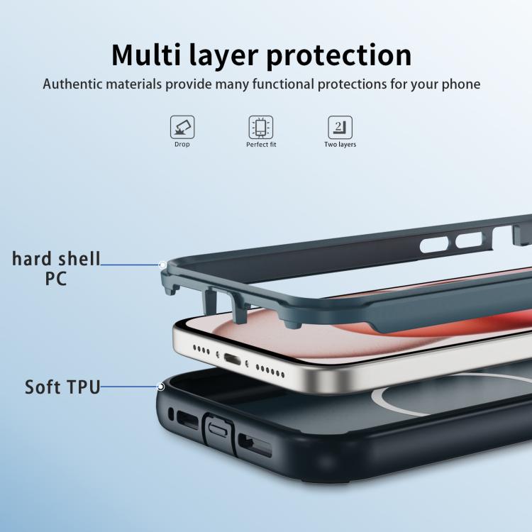 For iPhone 15 Defend 3 in 1 Rugged MagSafe Magnetic Holder Phone Case