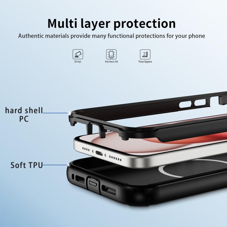 For iPhone 15 Defend 3 in 1 Rugged MagSafe Magnetic Holder Phone Case