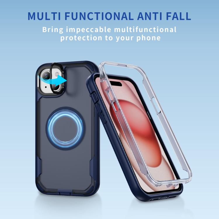 For iPhone 15 Defend 3 in 1 Rugged MagSafe Magnetic Holder Phone Case
