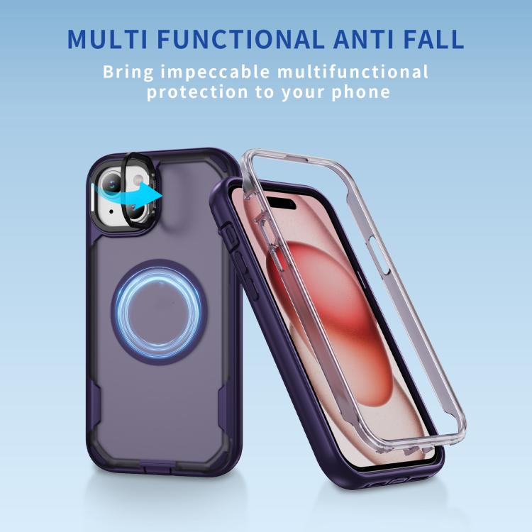 For iPhone 15 Defend 3 in 1 Rugged MagSafe Magnetic Holder Phone Case