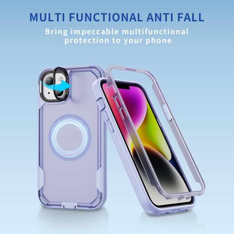 For iPhone 14 Plus Defend 3 in 1 Rugged MagSafe Magnetic Holder Phone Case