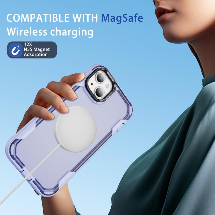 For iPhone 14 Plus Defend 3 in 1 Rugged MagSafe Magnetic Holder Phone Case