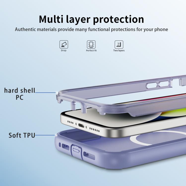 For iPhone 14 Plus Defend 3 in 1 Rugged MagSafe Magnetic Holder Phone Case