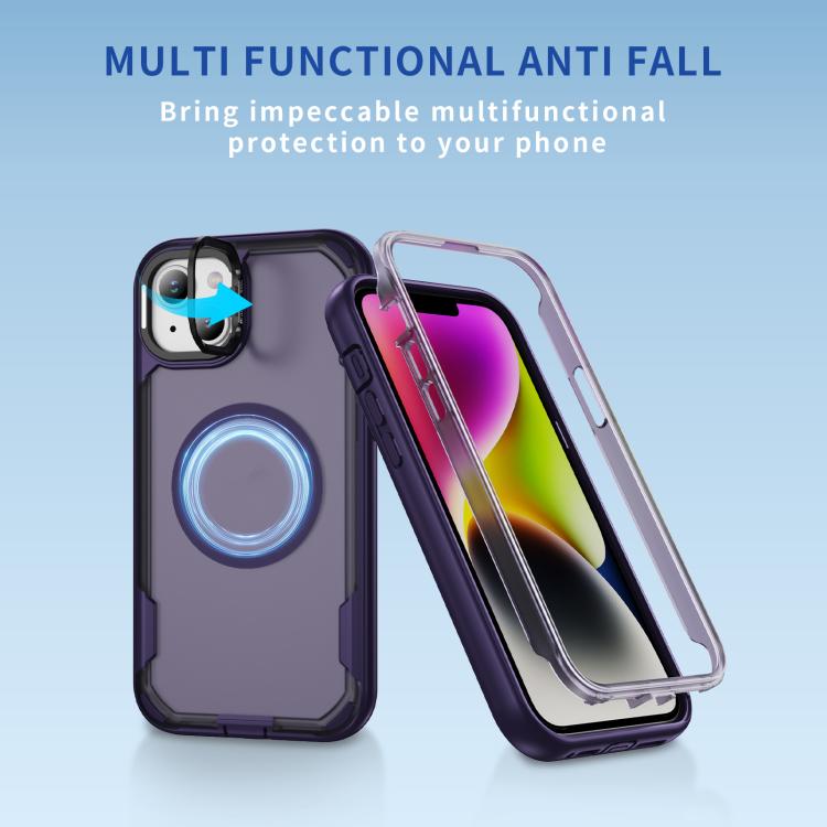 For iPhone 14 Plus Defend 3 in 1 Rugged MagSafe Magnetic Holder Phone Case
