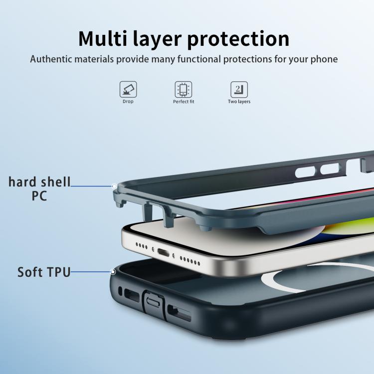 For iPhone 14 Defend 3 in 1 Rugged MagSafe Magnetic Holder Phone Case