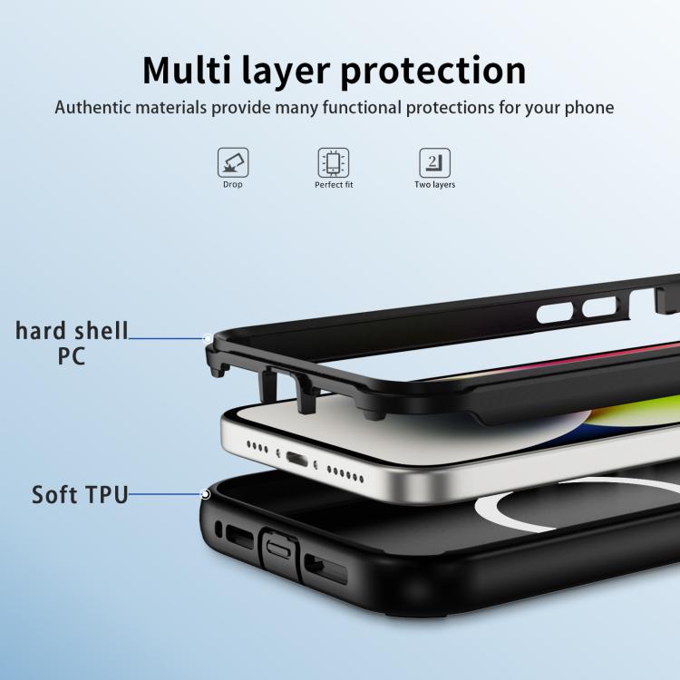 For iPhone 14 Defend 3 in 1 Rugged MagSafe Magnetic Holder Phone Case