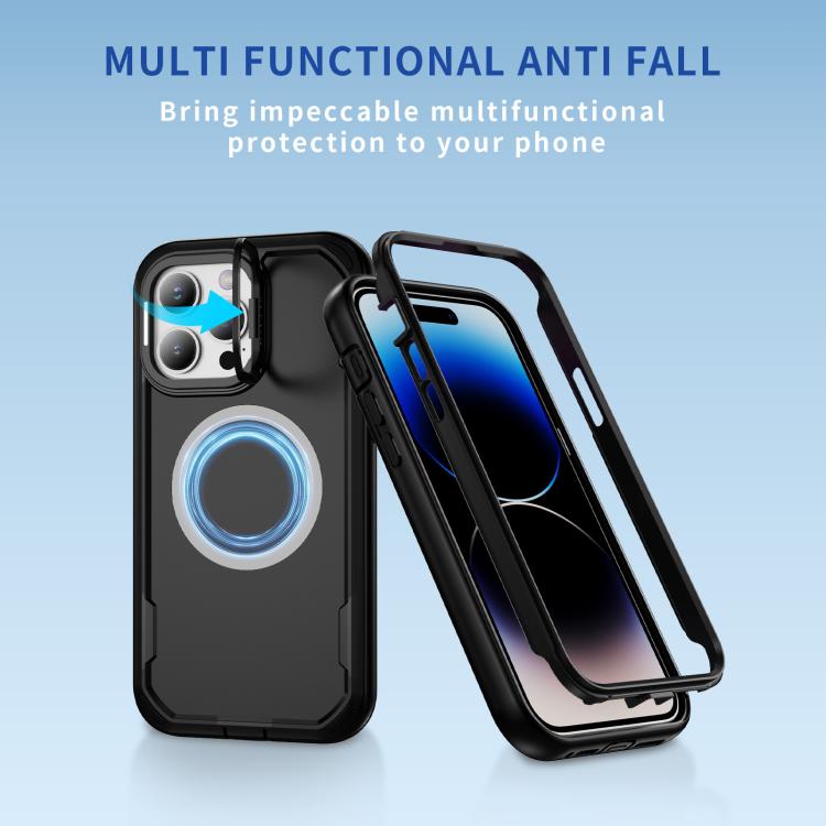 For iPhone 14 Pro Defend 3 in 1 Rugged MagSafe Magnetic Holder Phone Case
