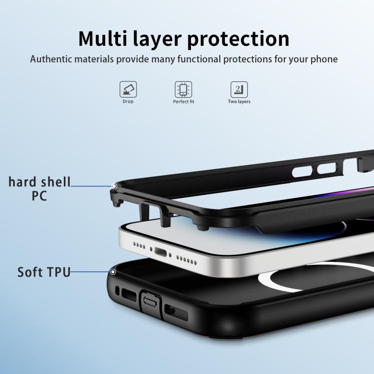 For iPhone 14 Pro Defend 3 in 1 Rugged MagSafe Magnetic Holder Phone Case