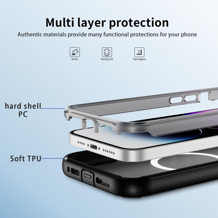 For iPhone 14 Pro Max Defend 3 in 1 Rugged MagSafe Magnetic Holder Phone Case